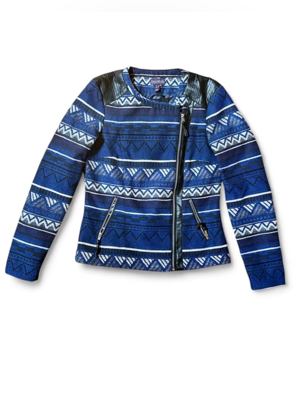 Long Tall Sally Navy and Black Geometric Jacket